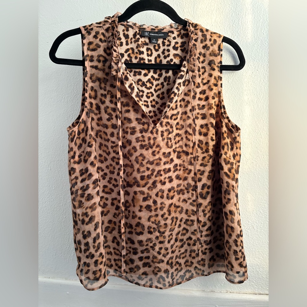 INC International Concepts Animal Print V-Neck Blouse